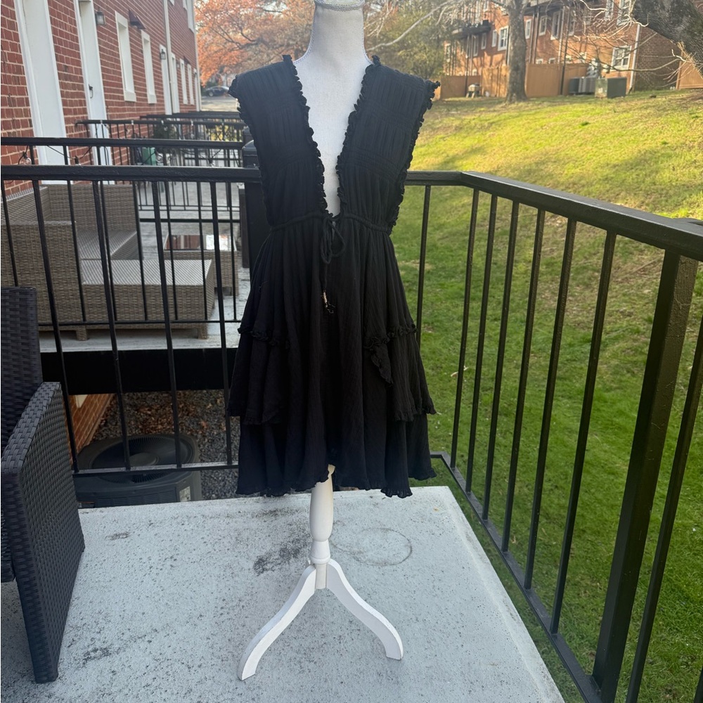 Free People Antoinette Mini Endless Summer Sleeveless Ruffle Dress Tiered Size L - Picture 5 of 10